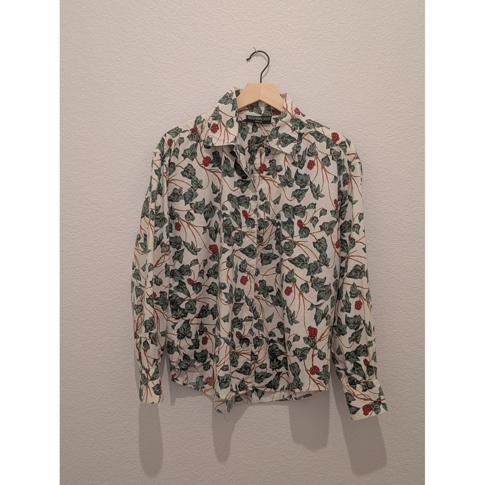 Bushwacker USA Vintage Ivy Berry Botanical Print Button Down Large